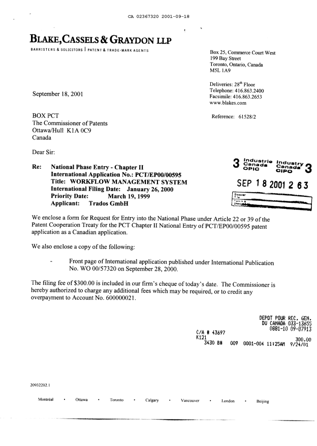 Canadian Patent Document 2367320. Assignment 20010918. Image 1 of 4