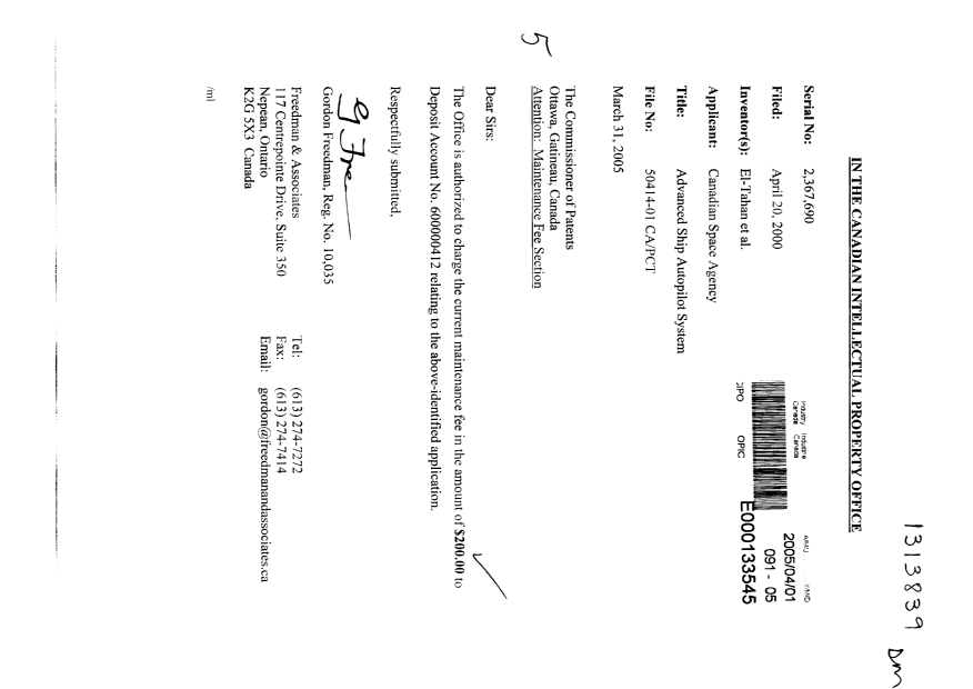Document de brevet canadien 2367690. Taxes 20041201. Image 1 de 1