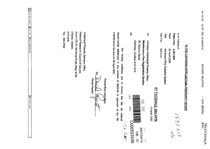 Document de brevet canadien 2367690. Taxes 20061213. Image 1 de 1