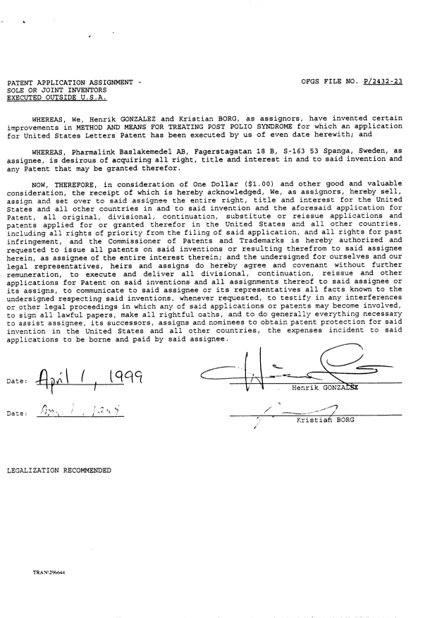 Document de brevet canadien 2368184. Cession 20020927. Image 2 de 2