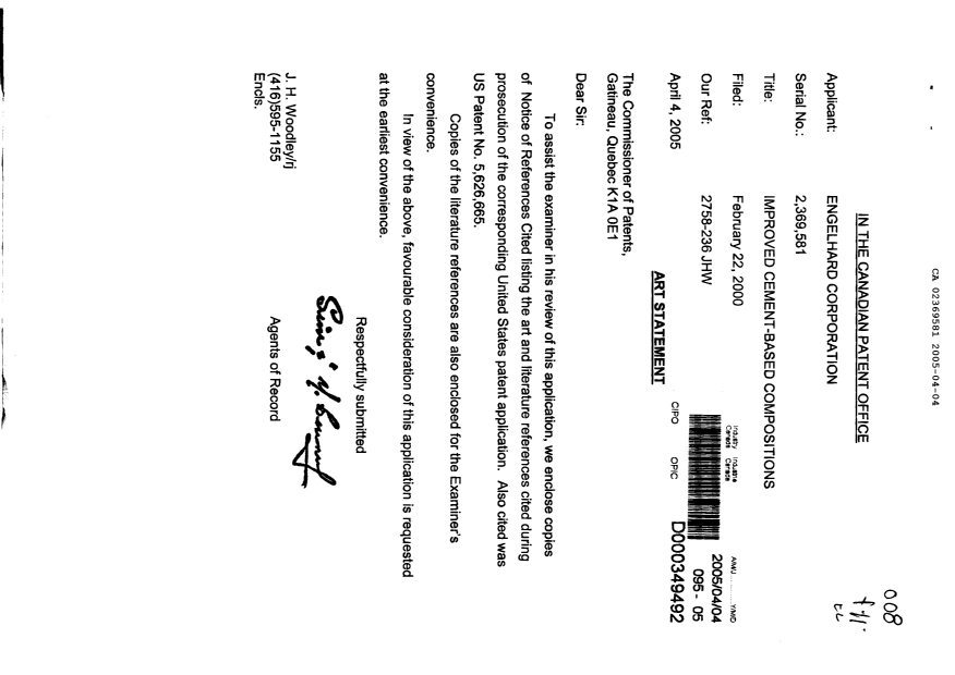 Canadian Patent Document 2369581. Prosecution-Amendment 20050404. Image 1 of 1