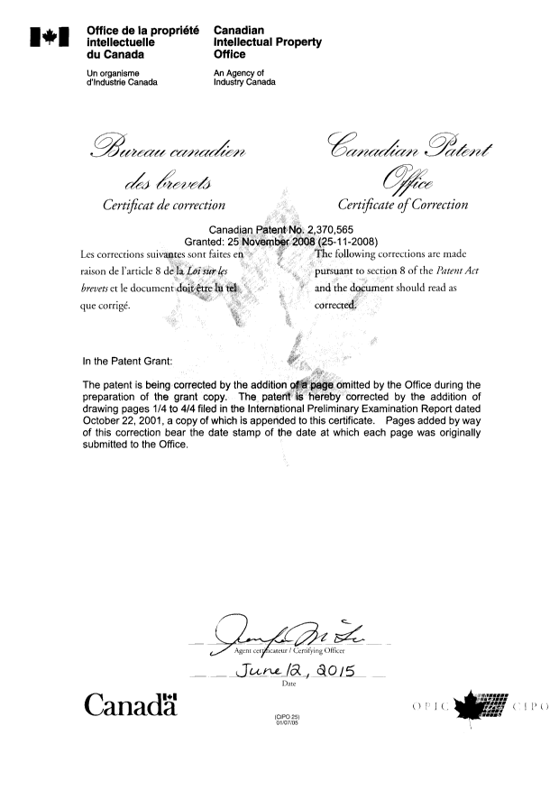 Canadian Patent Document 2370565. Prosecution-Amendment 20141212. Image 1 of 2