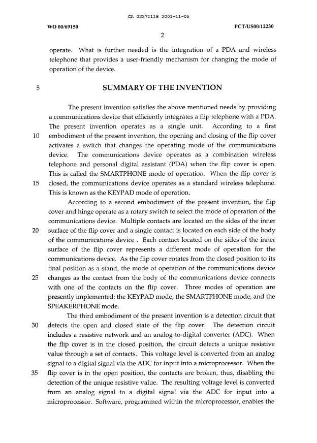 Canadian Patent Document 2371118. Description 20001205. Image 2 of 11