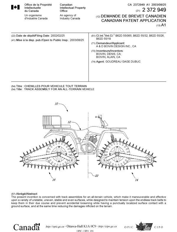 Canadian Patent Document 2372949. Cover Page 20021208. Image 1 of 1