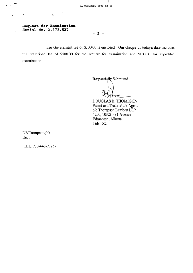 Canadian Patent Document 2373527. Prosecution-Amendment 20020326. Image 2 of 3