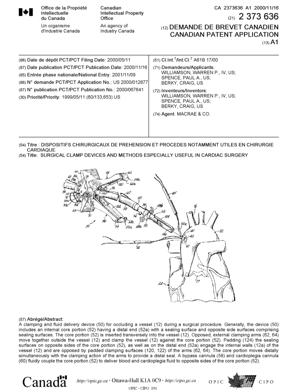 Document de brevet canadien 2373636. Page couverture 20020503. Image 1 de 1