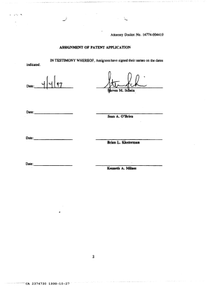 Document de brevet canadien 2374730. Cession 19971227. Image 6 de 6