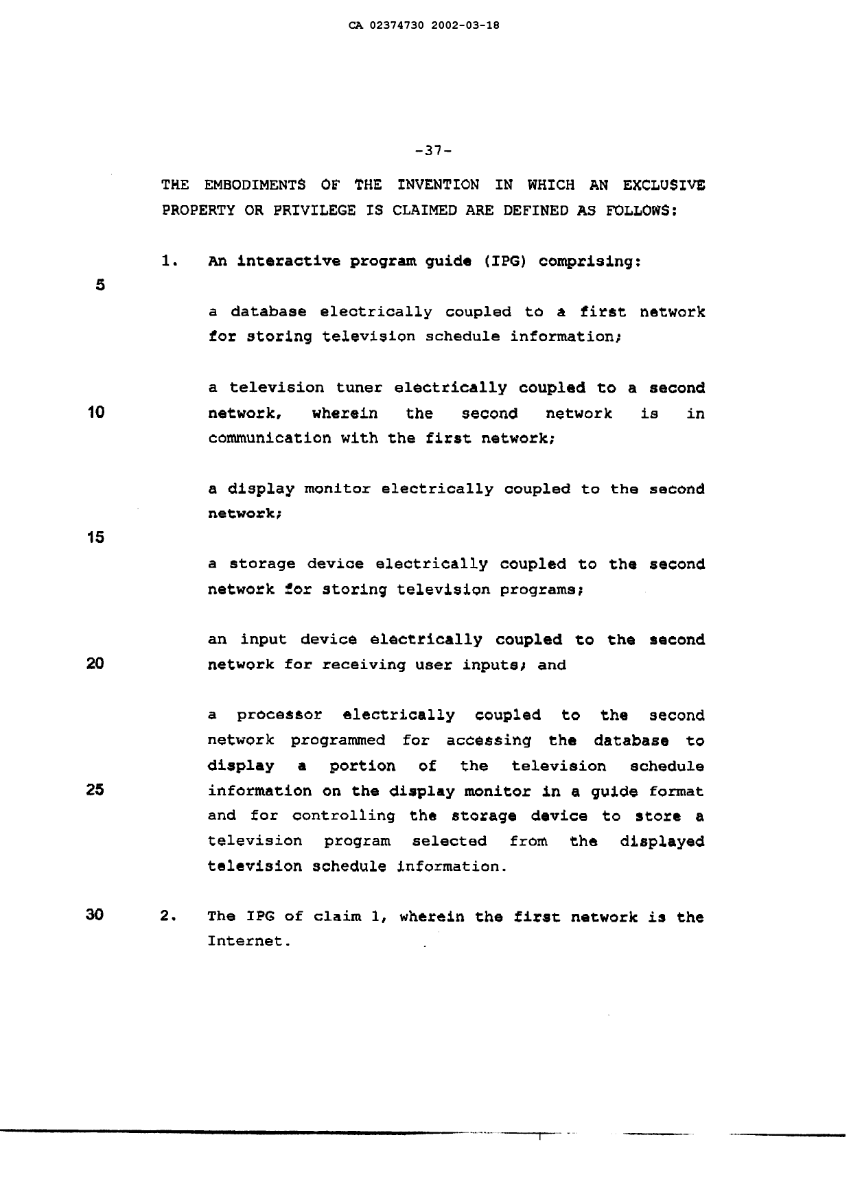Canadian Patent Document 2374730. Description 20011218. Image 1 of 8