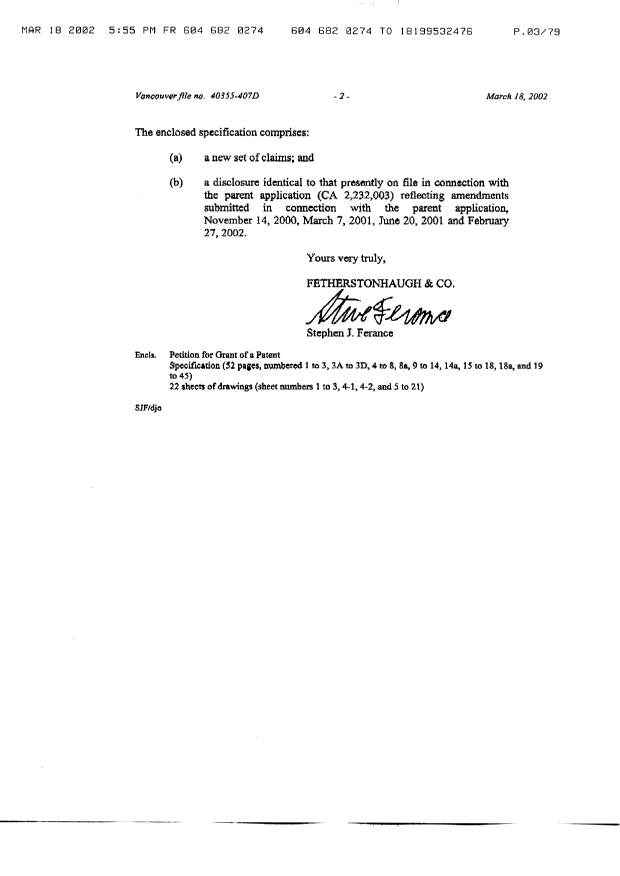 Document de brevet canadien 2374730. Cession 20011218. Image 2 de 4