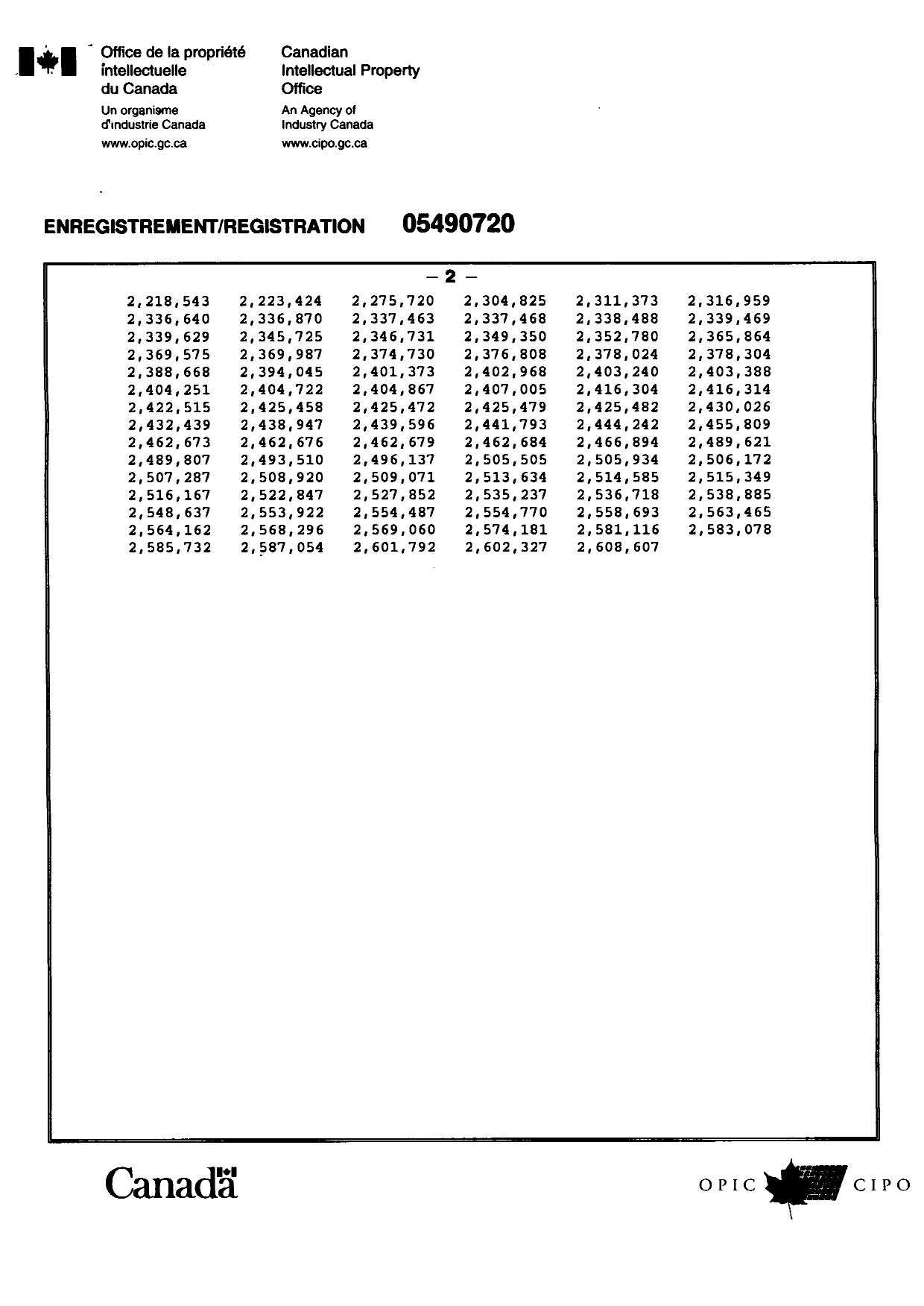Document de brevet canadien 2374730. Cession 20081204. Image 3 de 3