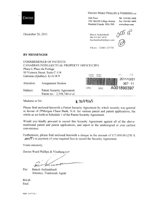 Document de brevet canadien 2374730. Cession 20101221. Image 1 de 11