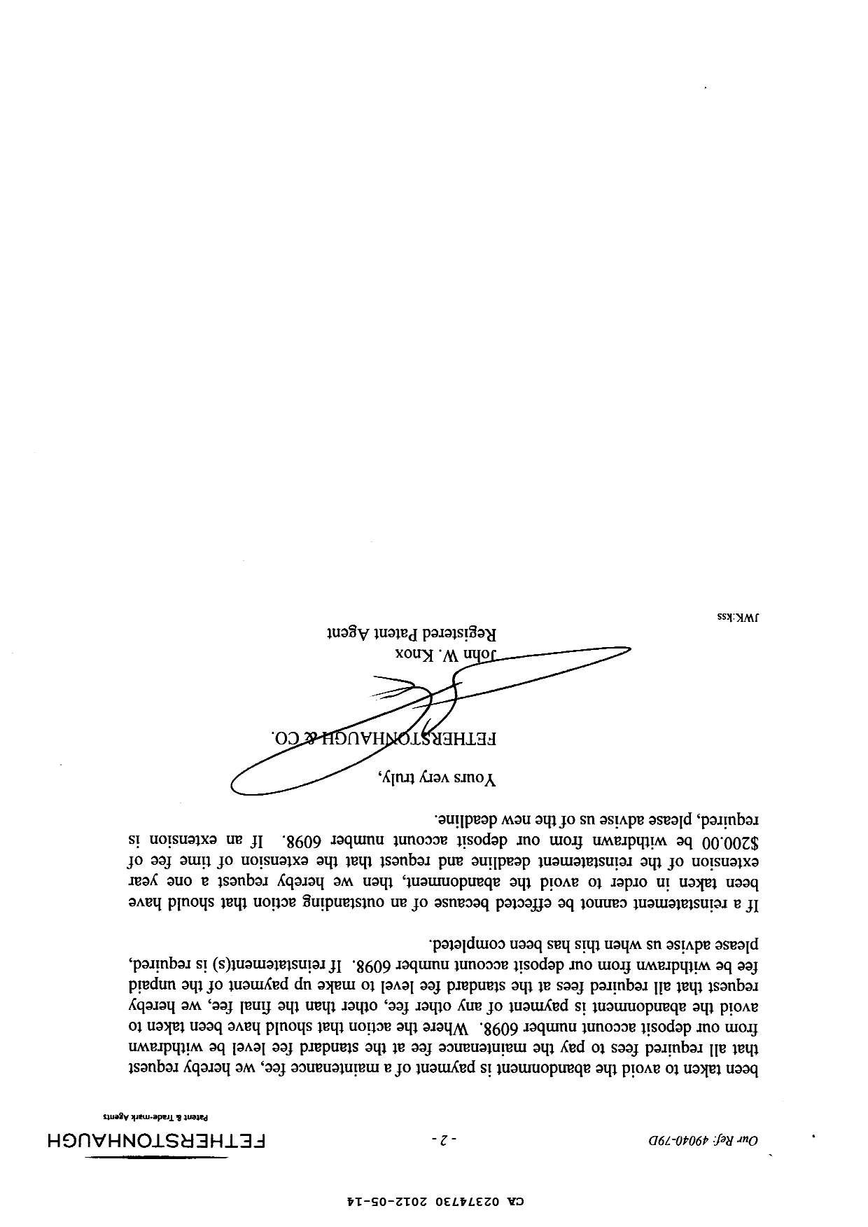 Document de brevet canadien 2374730. Correspondance 20111214. Image 2 de 2