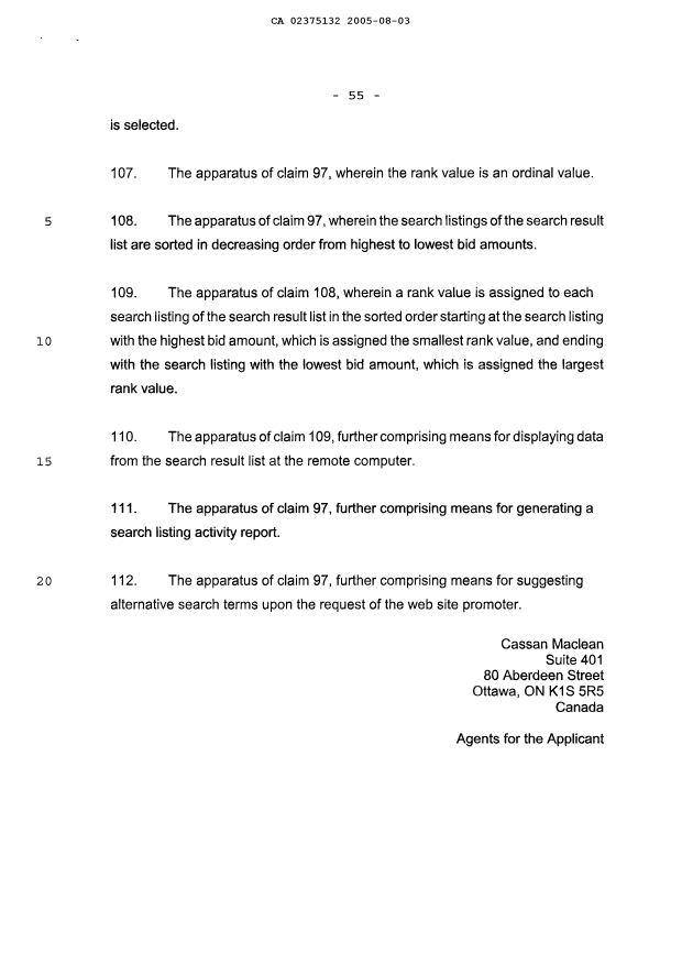 Document de brevet canadien 2375132. Poursuite-Amendment 20041203. Image 24 de 24
