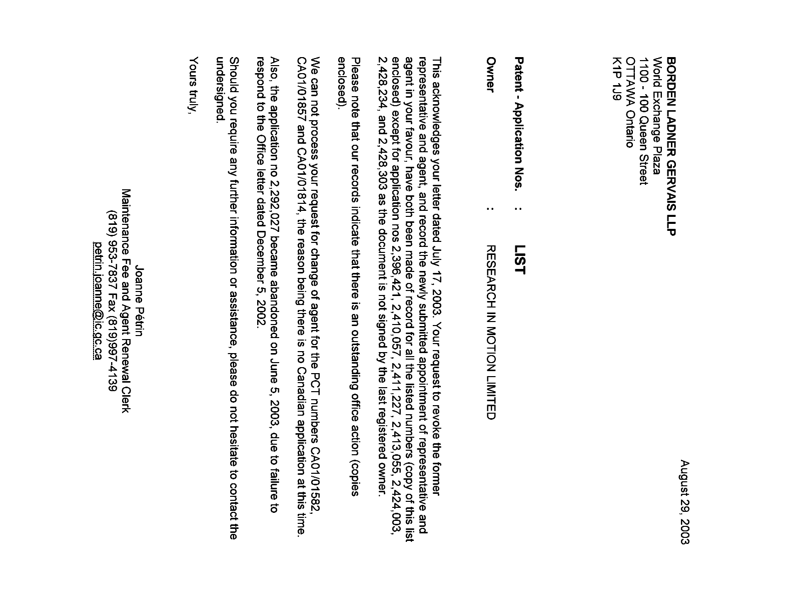 Canadian Patent Document 2375844. Correspondence 20021229. Image 1 of 1