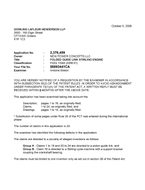Canadian Patent Document 2376459. Prosecution-Amendment 20061005. Image 1 of 3