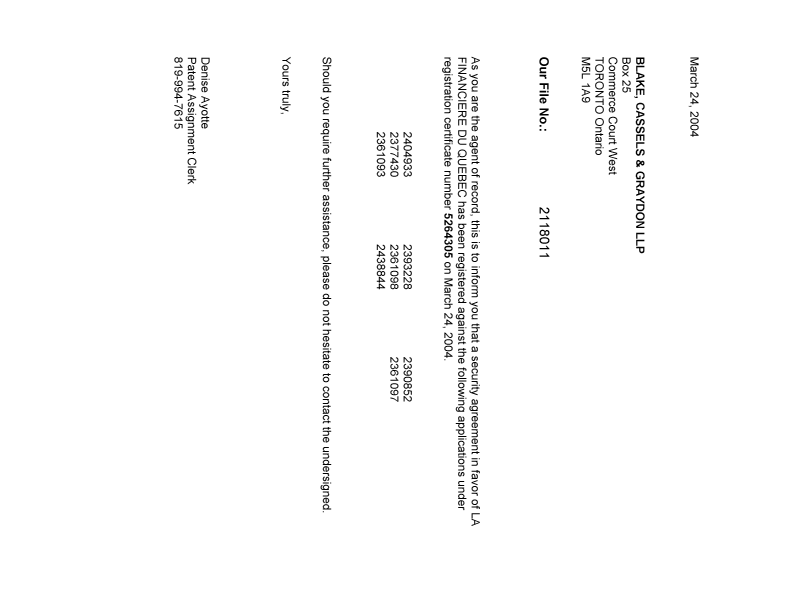 Canadian Patent Document 2377430. Correspondence 20040324. Image 1 of 1