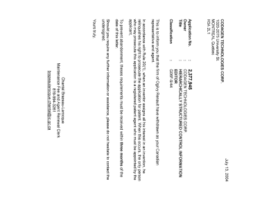 Canadian Patent Document 2377945. Correspondence 20031213. Image 1 of 1