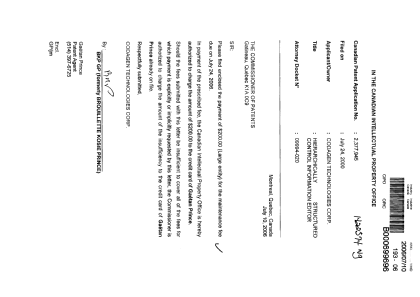 Document de brevet canadien 2377945. Taxes 20051210. Image 1 de 1