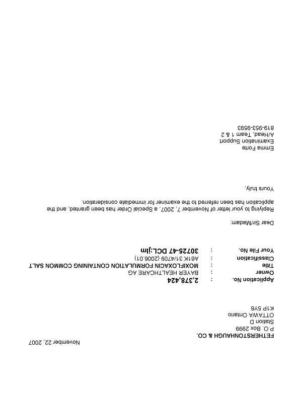 Canadian Patent Document 2378424. Prosecution-Amendment 20061222. Image 1 of 1