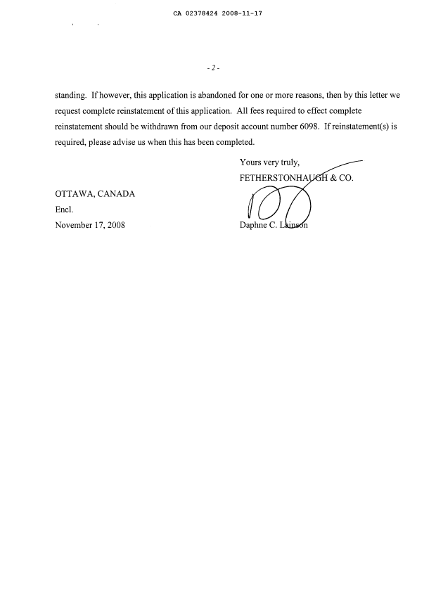 Canadian Patent Document 2378424. Prosecution-Amendment 20071217. Image 2 of 10