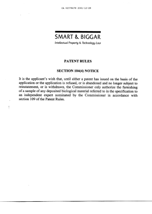 Canadian Patent Document 2378478. Prosecution-Amendment 20001228. Image 1 of 1