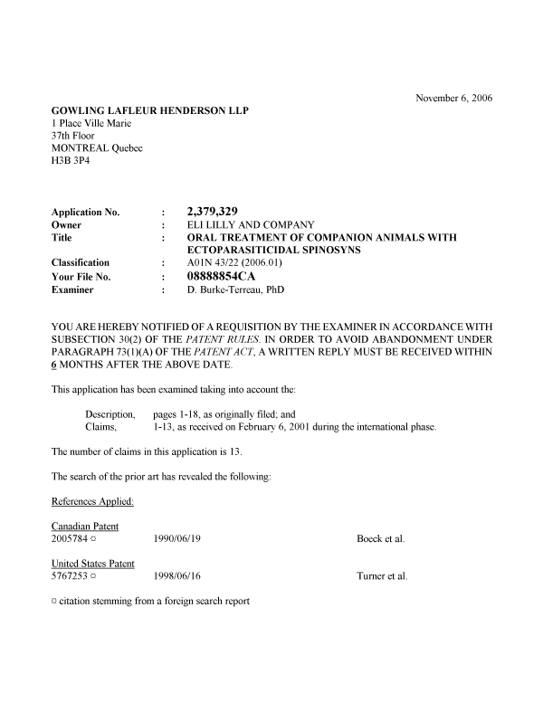 Canadian Patent Document 2379329. Prosecution-Amendment 20051206. Image 1 of 3
