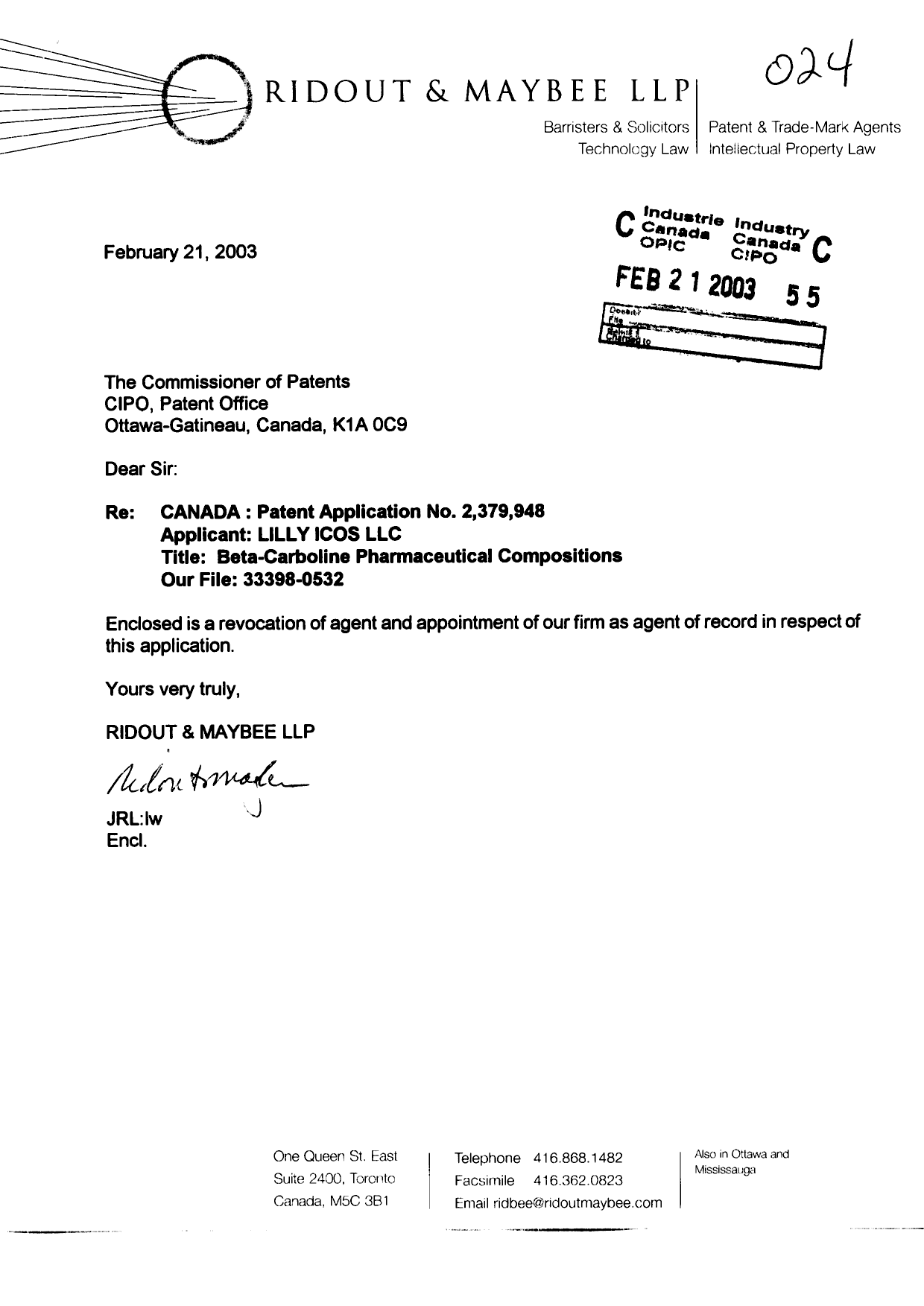 Canadian Patent Document 2379948. Correspondence 20021221. Image 1 of 2