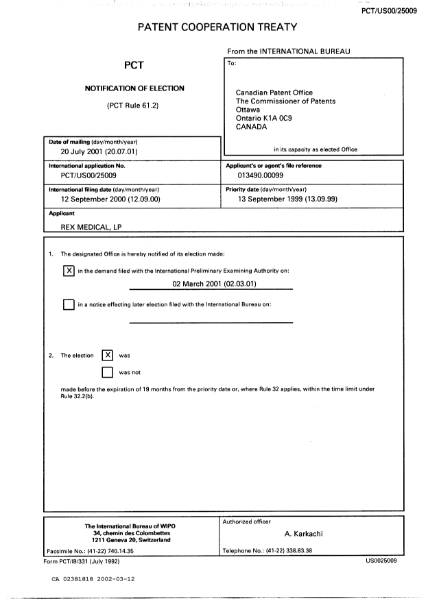 Document de brevet canadien 2381818. PCT 20011212. Image 1 de 4