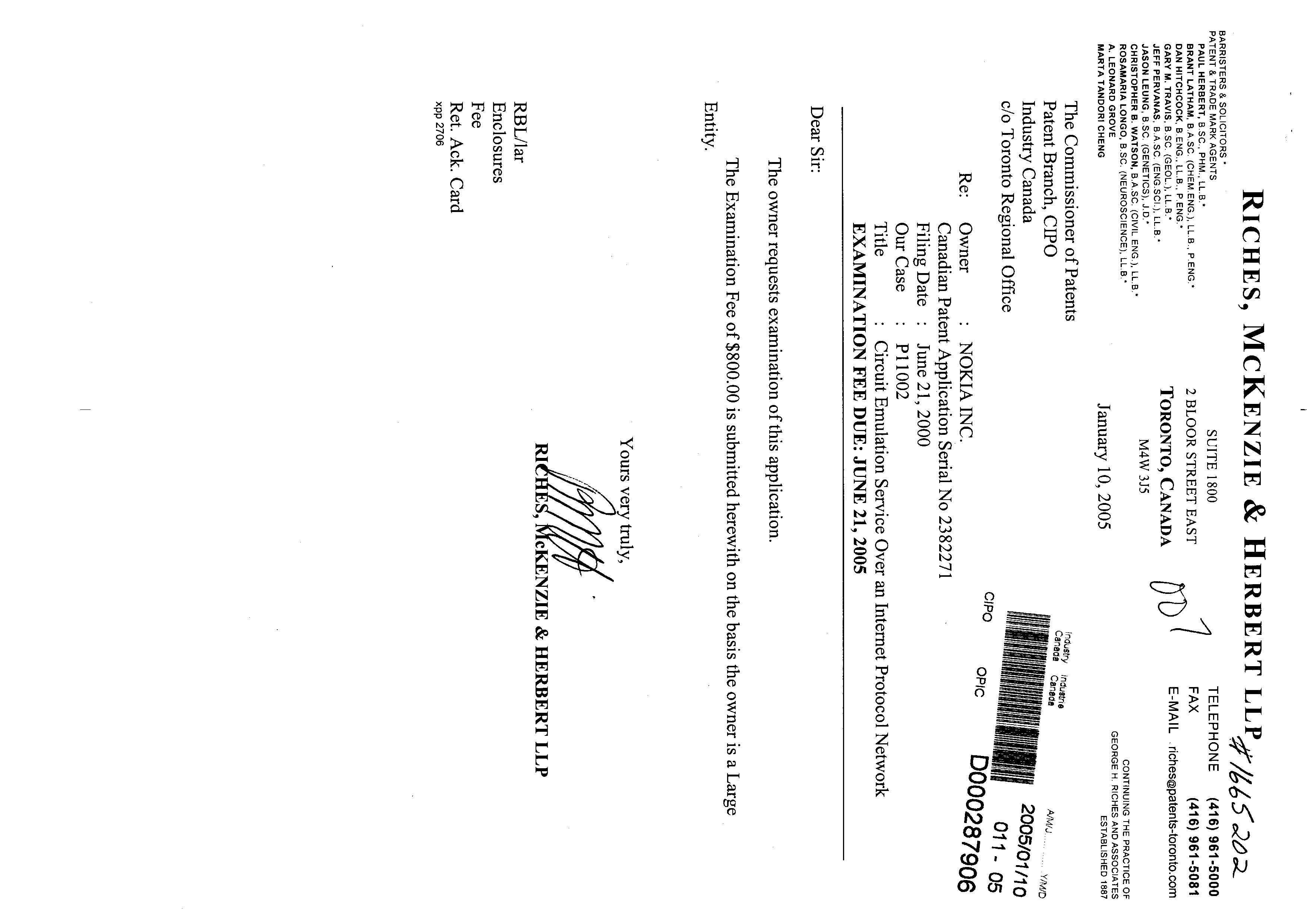 Canadian Patent Document 2382271. Prosecution-Amendment 20041210. Image 1 of 1