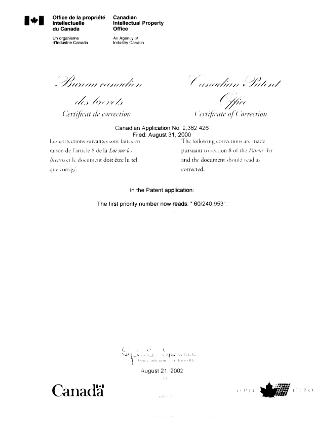 Canadian Patent Document 2382426. Prosecution-Amendment 20011221. Image 2 of 2