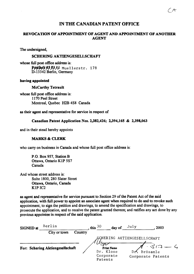 Canadian Patent Document 2382426. Correspondence 20021215. Image 2 of 2