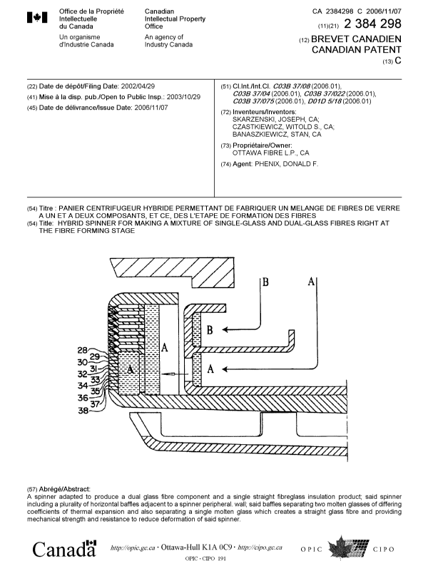 Canadian Patent Document 2384298. Cover Page 20061011. Image 1 of 1