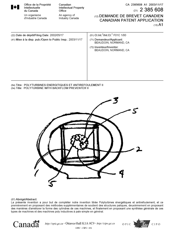 Canadian Patent Document 2385608. Cover Page 20031021. Image 1 of 1