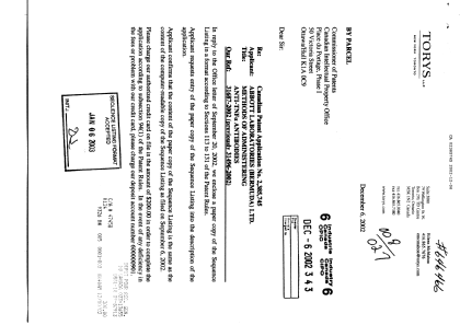 Canadian Patent Document 2385745. Prosecution-Amendment 20011206. Image 1 of 16