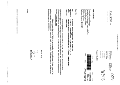 Document de brevet canadien 2385745. Correspondance 20021213. Image 1 de 1