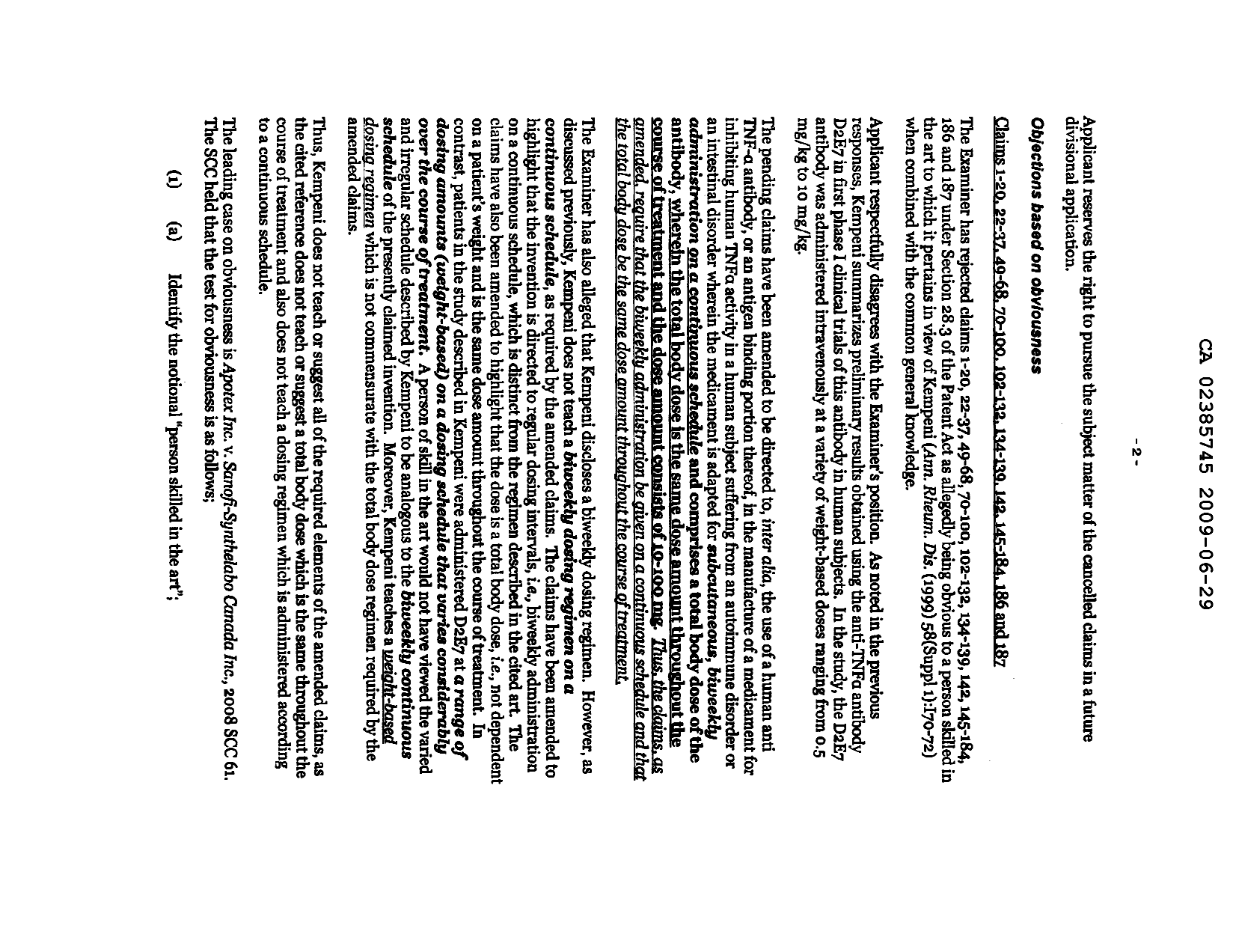Document de brevet canadien 2385745. Poursuite-Amendment 20081229. Image 2 de 93