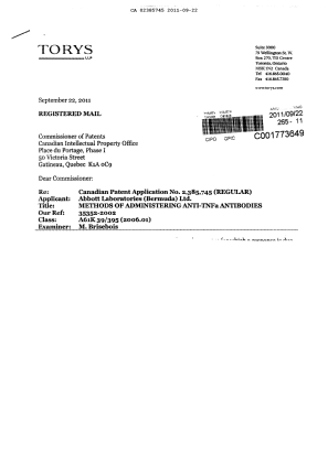 Document de brevet canadien 2385745. Poursuite-Amendment 20101222. Image 2 de 2