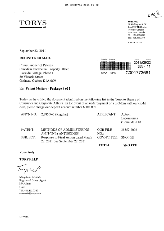Canadian Patent Document 2385745. Prosecution-Amendment 20101222. Image 3 of 3