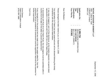 Canadian Patent Document 2386724. Correspondence 20060915. Image 1 of 1