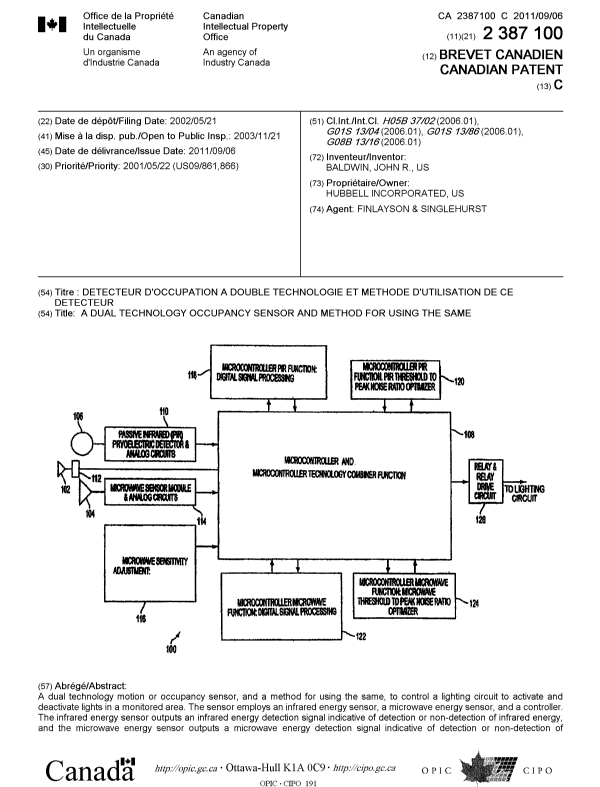 Document de brevet canadien 2387100. Page couverture 20110801. Image 1 de 2
