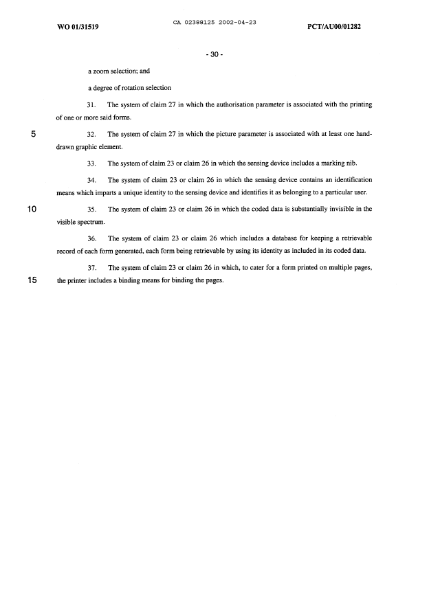 Document de brevet canadien 2388125. Revendications 20020423. Image 7 de 7