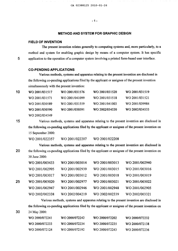 Document de brevet canadien 2388125. Description 20100126. Image 1 de 27