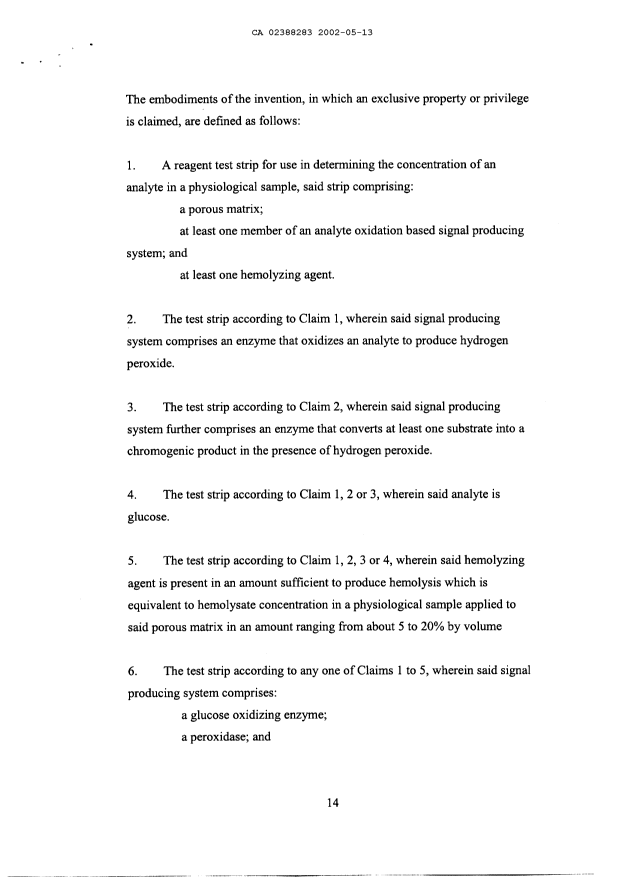 Document de brevet canadien 2388283. Revendications 20020514. Image 1 de 2