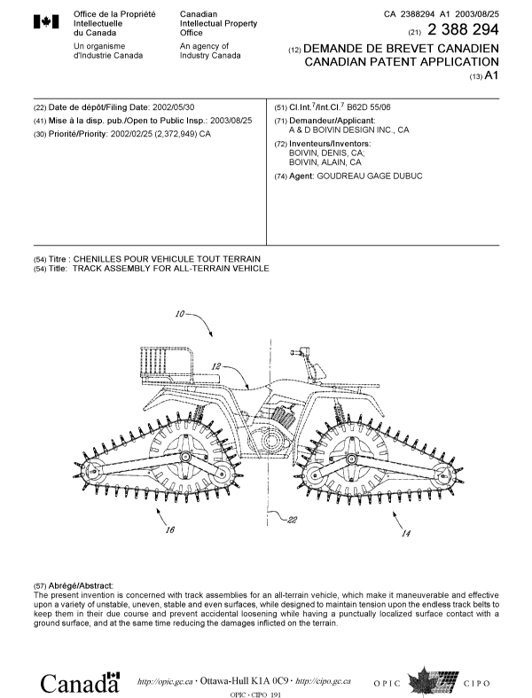 Canadian Patent Document 2388294. Cover Page 20021208. Image 1 of 1