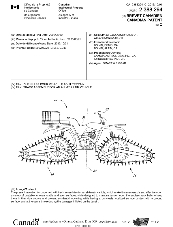 Canadian Patent Document 2388294. Cover Page 20121203. Image 1 of 1