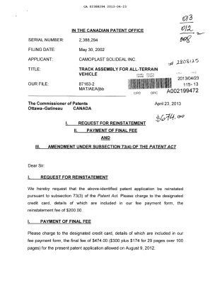 Canadian Patent Document 2388294. Prosecution-Amendment 20121223. Image 1 of 123