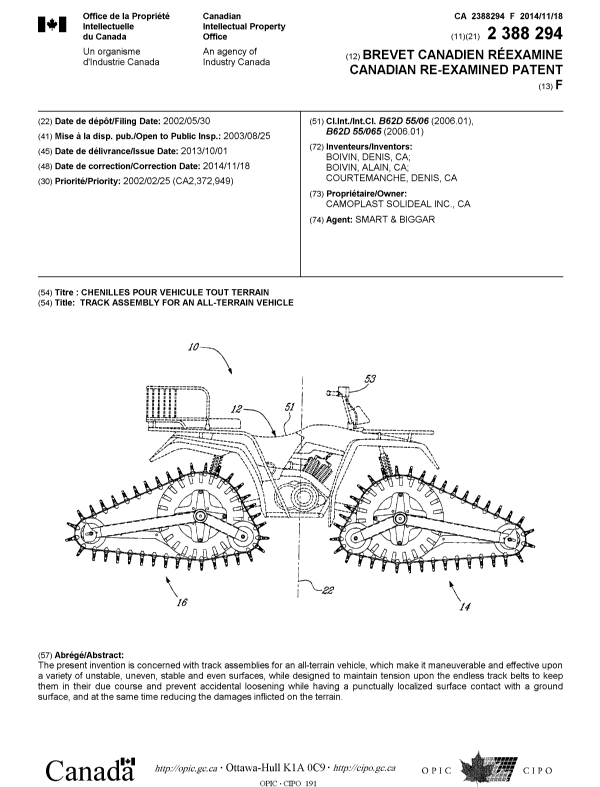Canadian Patent Document 2388294. Cover Page 20141206. Image 1 of 57