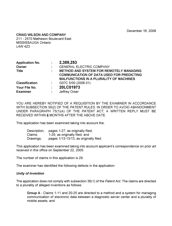 Canadian Patent Document 2389253. Prosecution-Amendment 20081216. Image 1 of 3