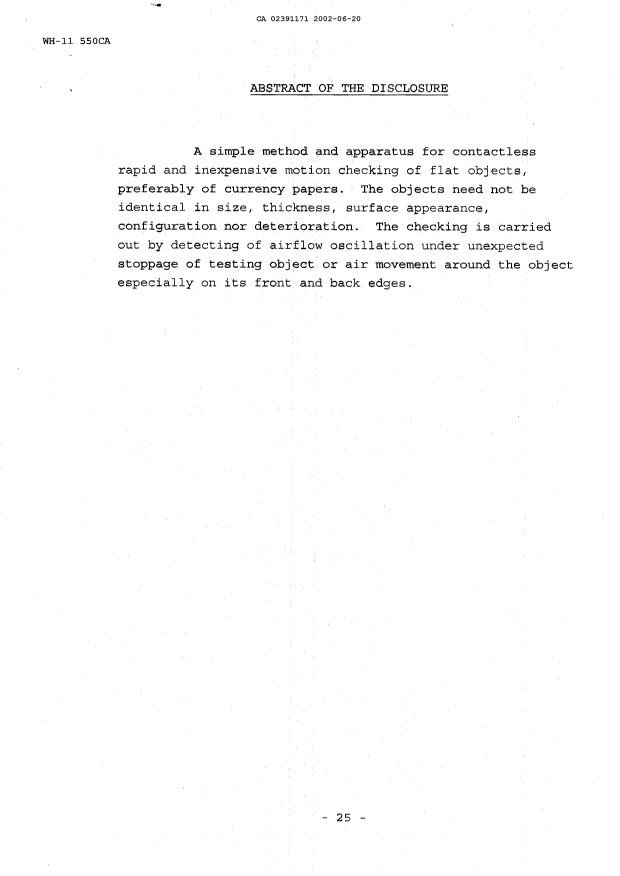 Document de brevet canadien 2391171. Abrégé 20020620. Image 1 de 1