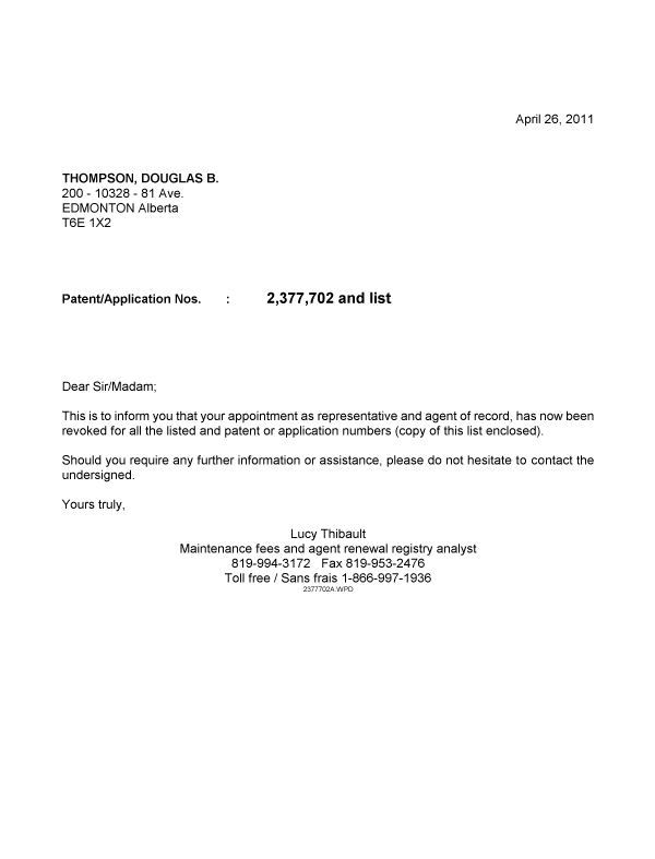 Canadian Patent Document 2392444. Correspondence 20101226. Image 1 of 1
